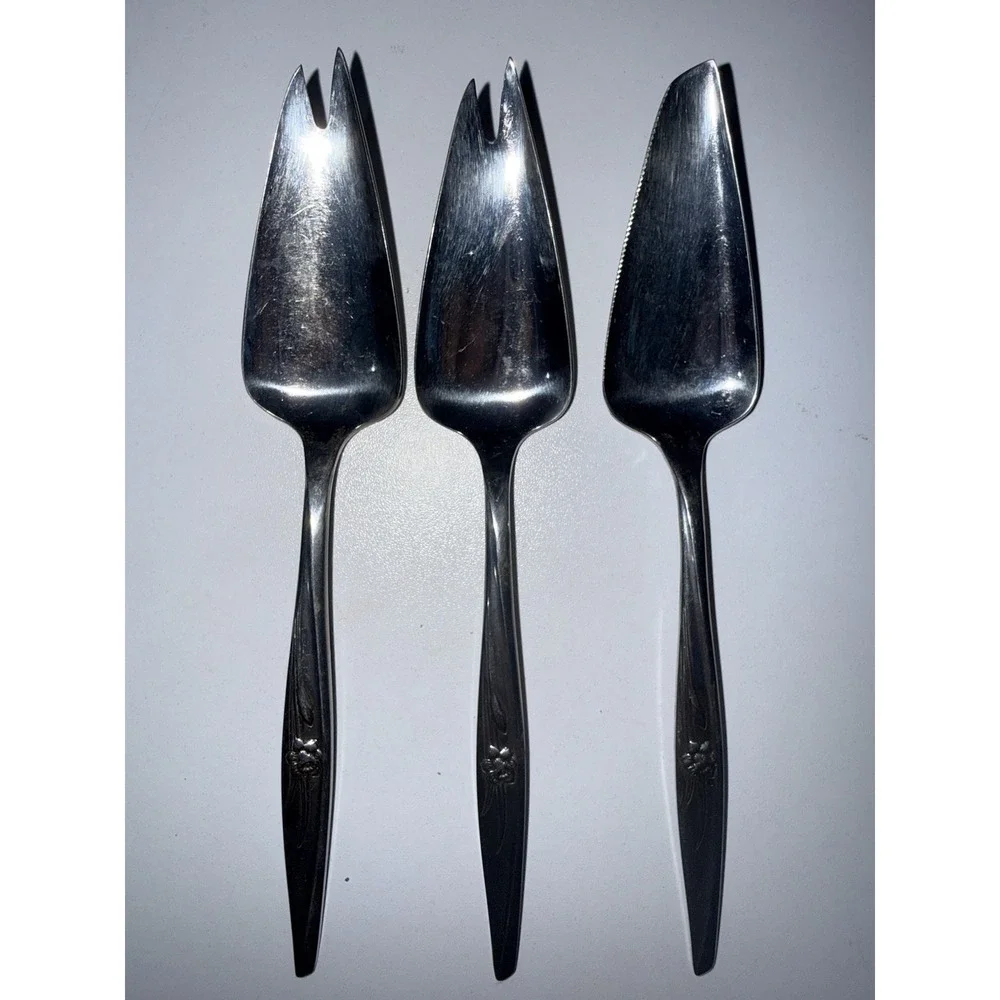 3 International 1847 Rogers Bros Stainless - SPRING CHARM - Cheese Serving‎ Fork